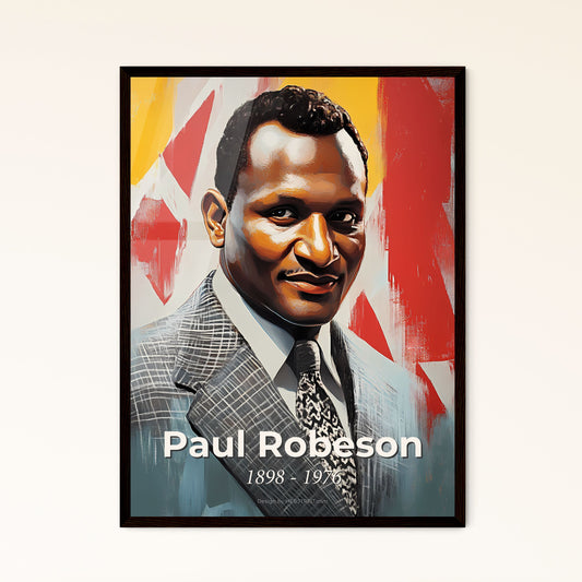 Portrait of Paul Robeson, 1898 - 1976. Impressionistic painting of a man in a suit and tie.