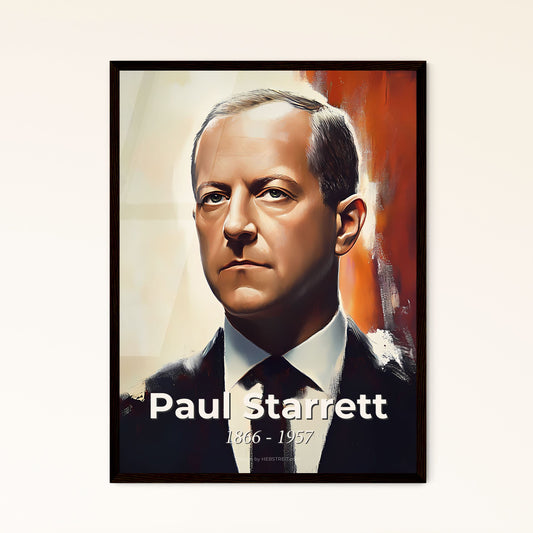 Portrait of Paul Starrett, 1866 - 1957. Impressionistic painting of a man in a suit and tie.