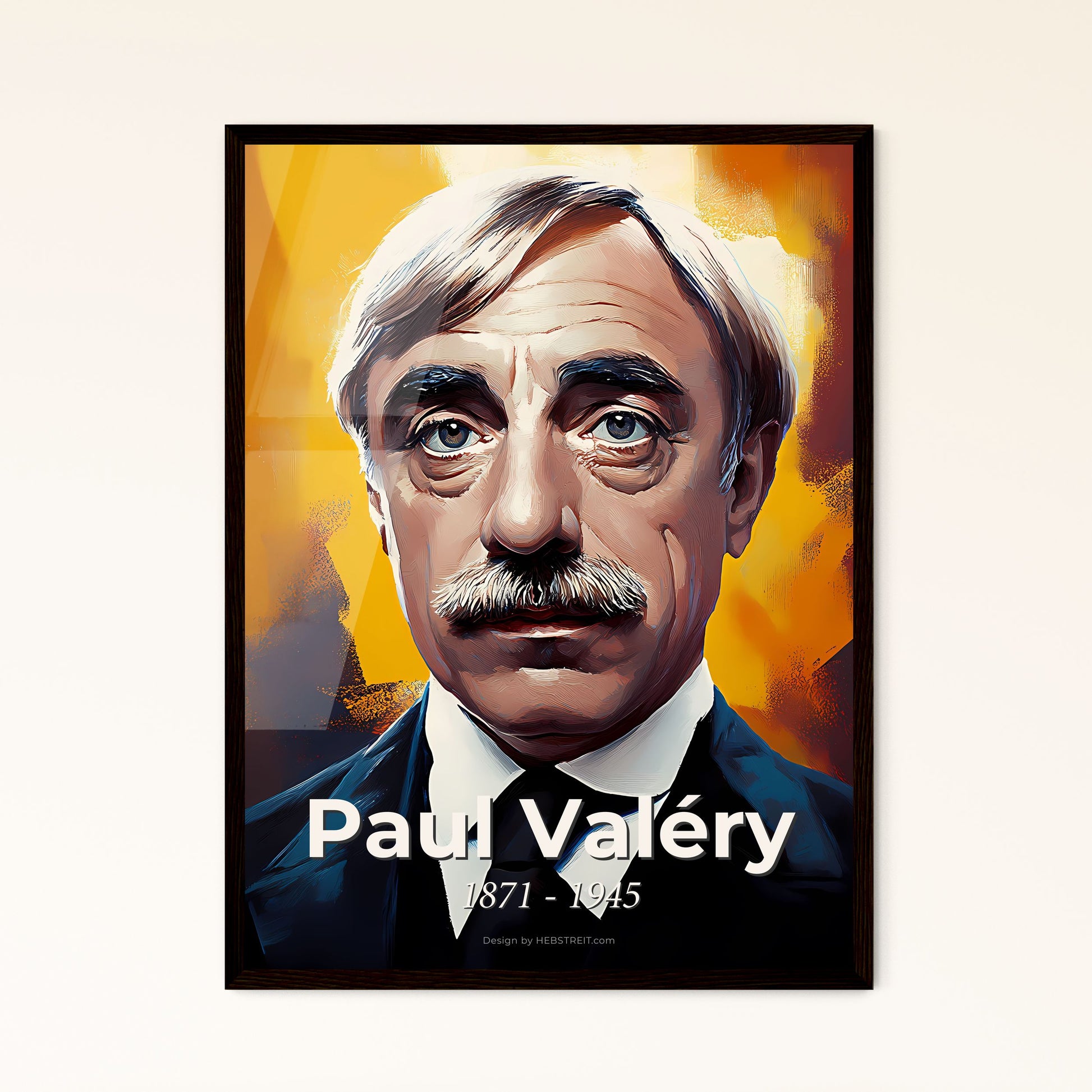 Portrait of Paul Valéry, 1871 - 1945. Impressionistic painting of a man with a mustache and a suit.