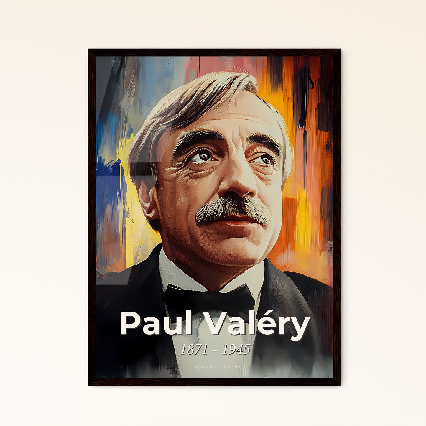 Portrait of Paul Valéry, 1871 - 1945. Impressionistic painting of a man in a suit and bow tie.