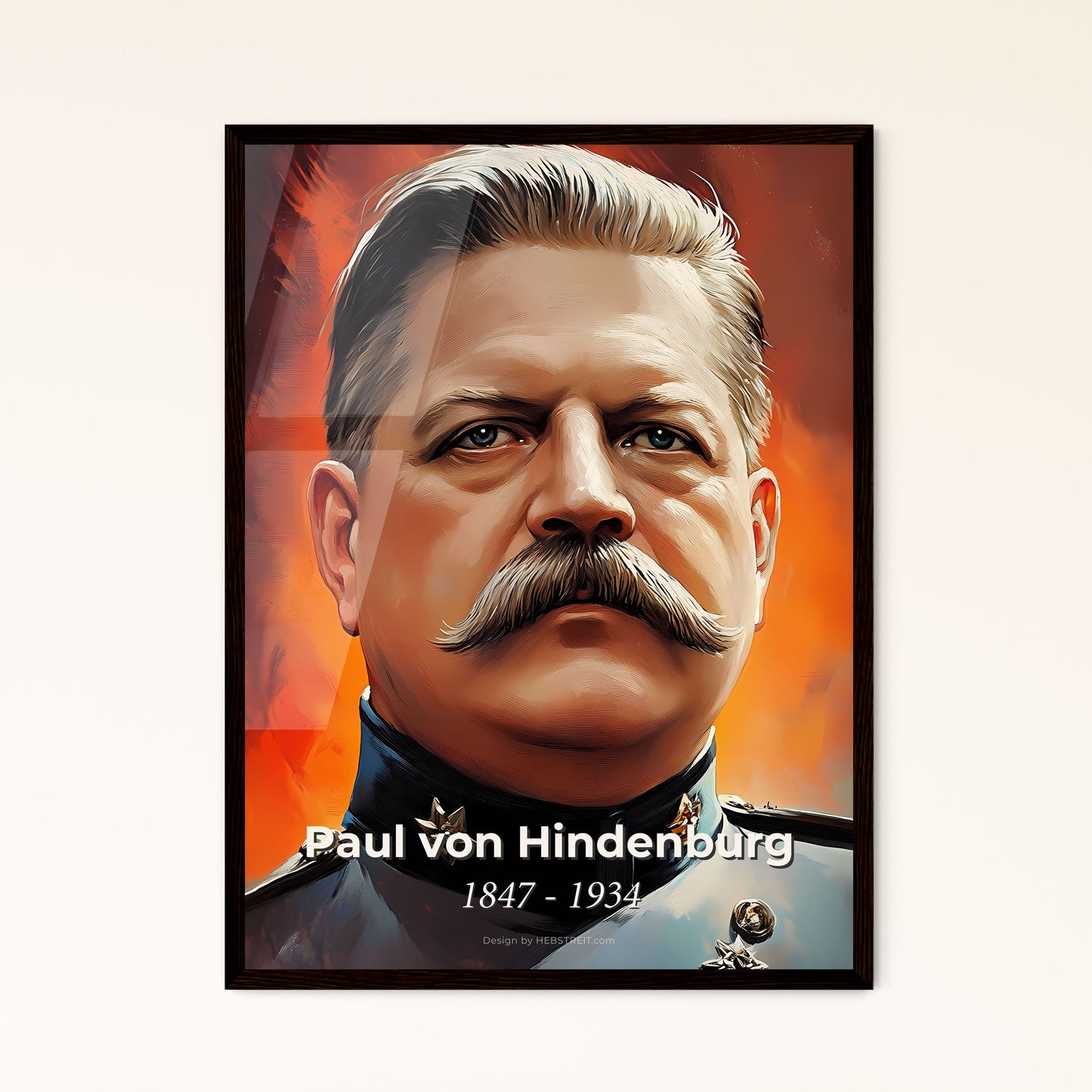 Portrait of Paul von Hindenburg, 1847 - 1934. Impressionistic painting of a man with a mustache.