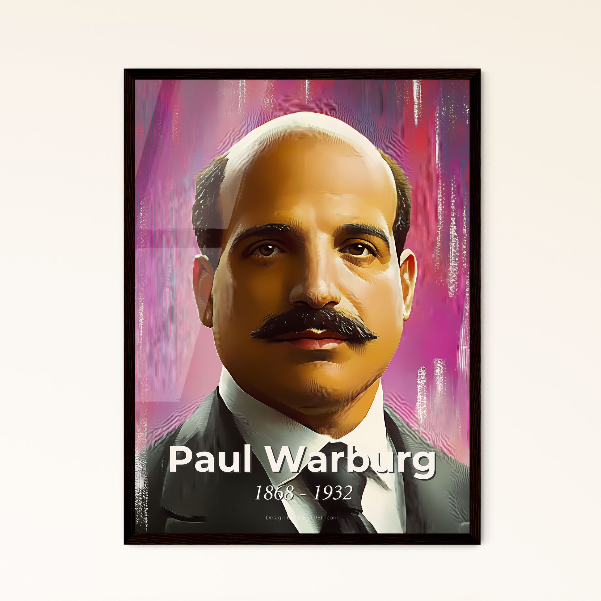 Portrait of Paul Warburg, 1868 - 1932. Impressionistic painting of a man with a mustache.