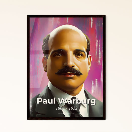 Portrait of Paul Warburg, 1868 - 1932. Impressionistic painting of a man with a mustache.