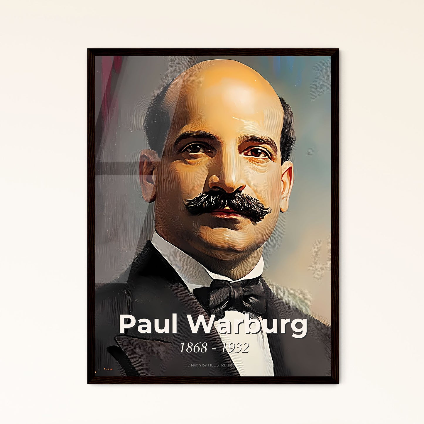 Portrait of Paul Warburg, 1868 - 1932. Impressionistic painting of a man with a mustache.