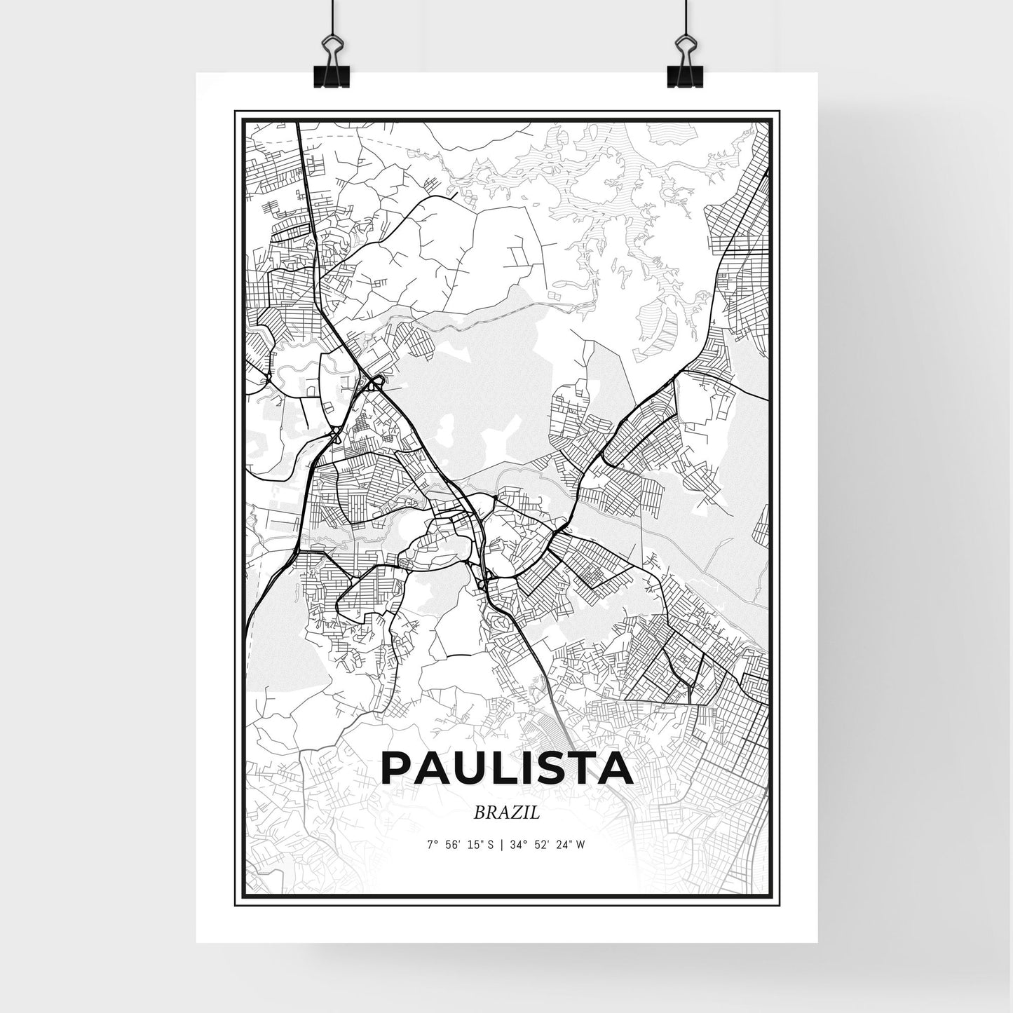 Paulista Brazil - Premium City Map Poster
