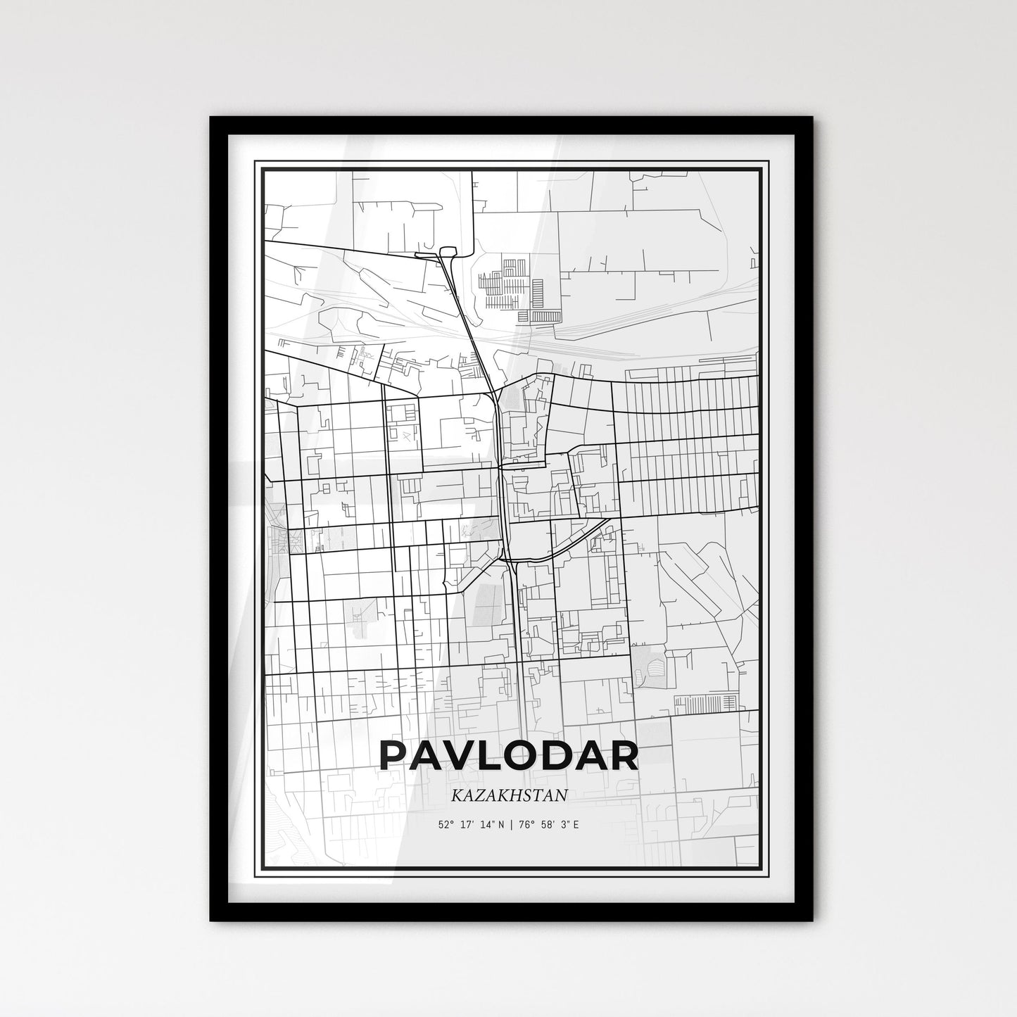 Pavlodar Kazakhstan - Scandinavian Style City Map for Modern Home Decor