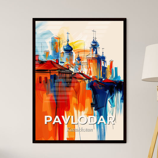 Vibrant Pavlodar, Kazakhstan - A Painting Of Buildings And Towers