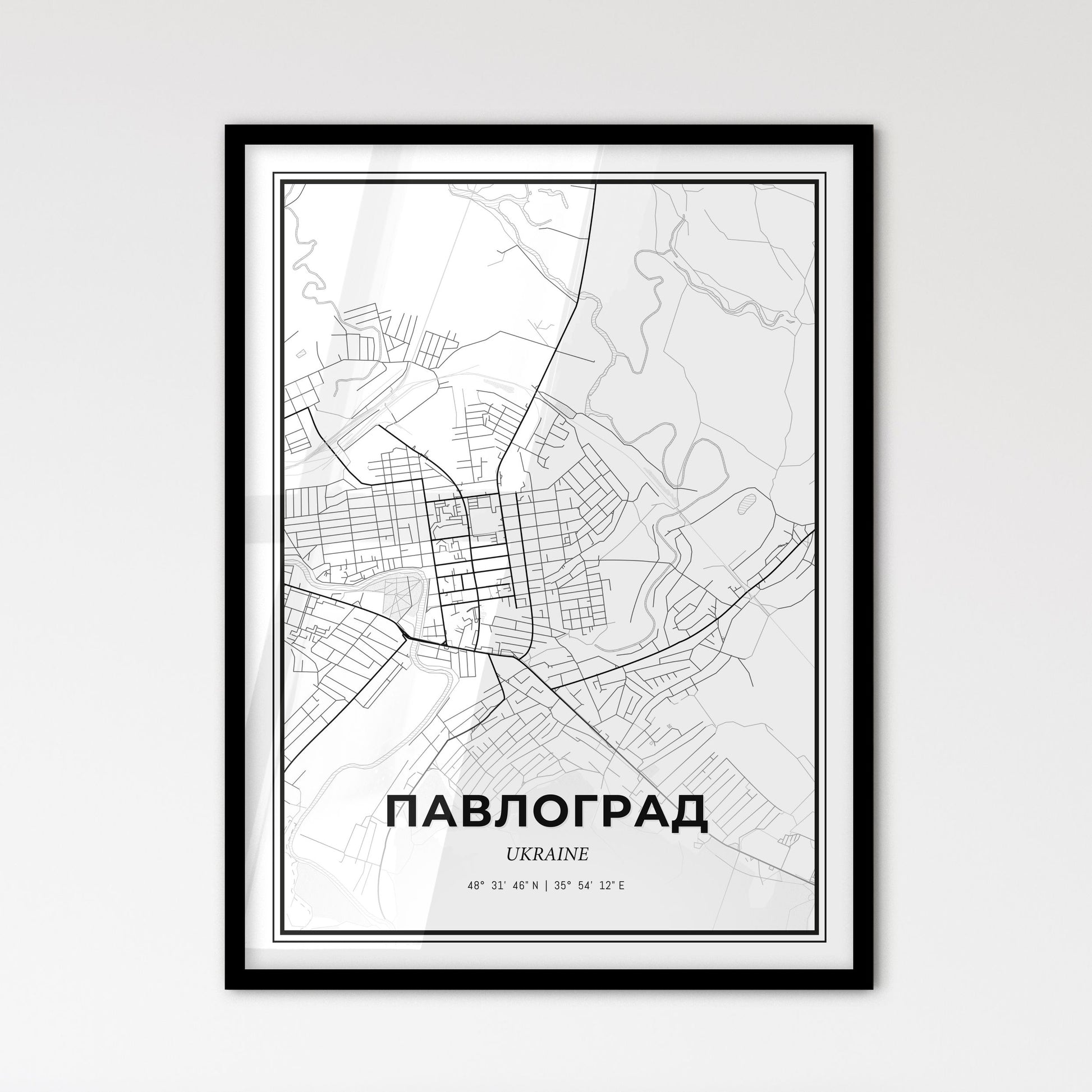 Pavlohrad Ukraine - Scandinavian Style City Map for Modern Home Decor