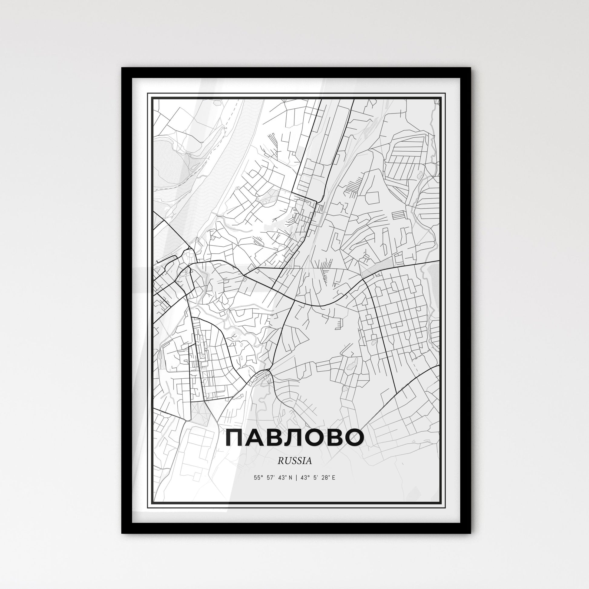 Pavlovo Russia - Scandinavian Style City Map for Modern Home Decor