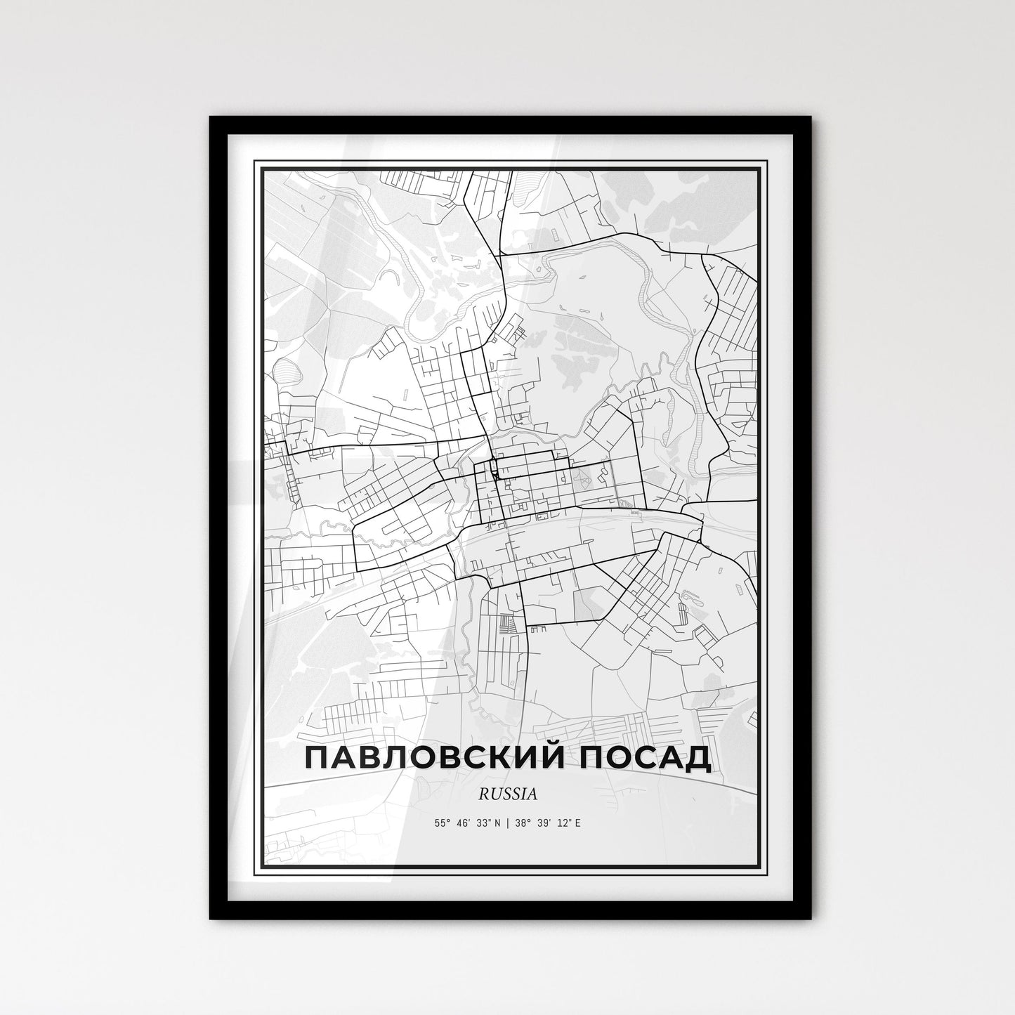 Pavlovsky Posad Russia - Scandinavian Style City Map for Modern Home Decor