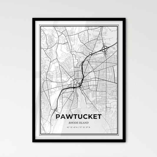 Pawtucket Rhode Island - Scandinavian Style City Map for Modern Home Decor