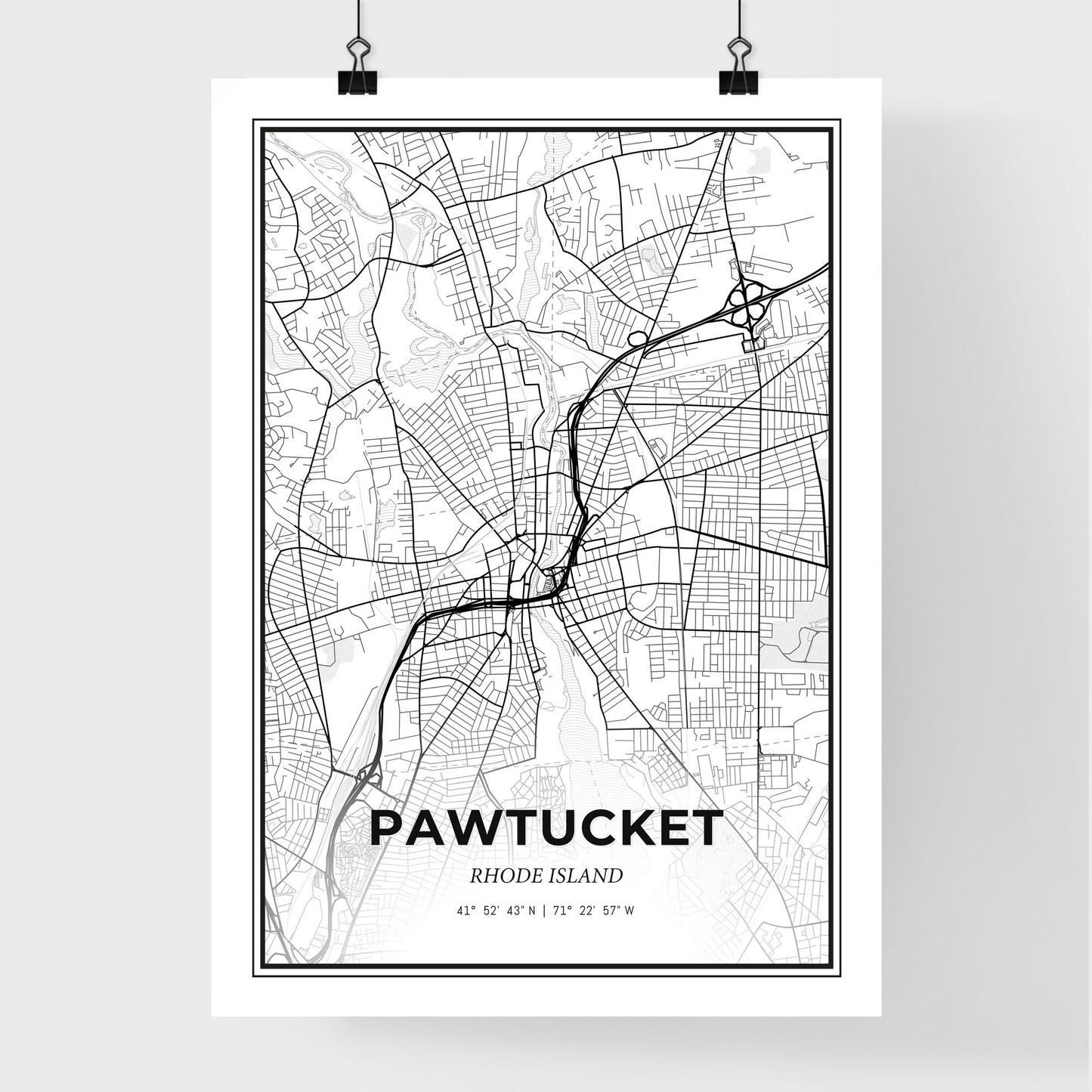 Pawtucket Rhode Island - Premium City Map Poster