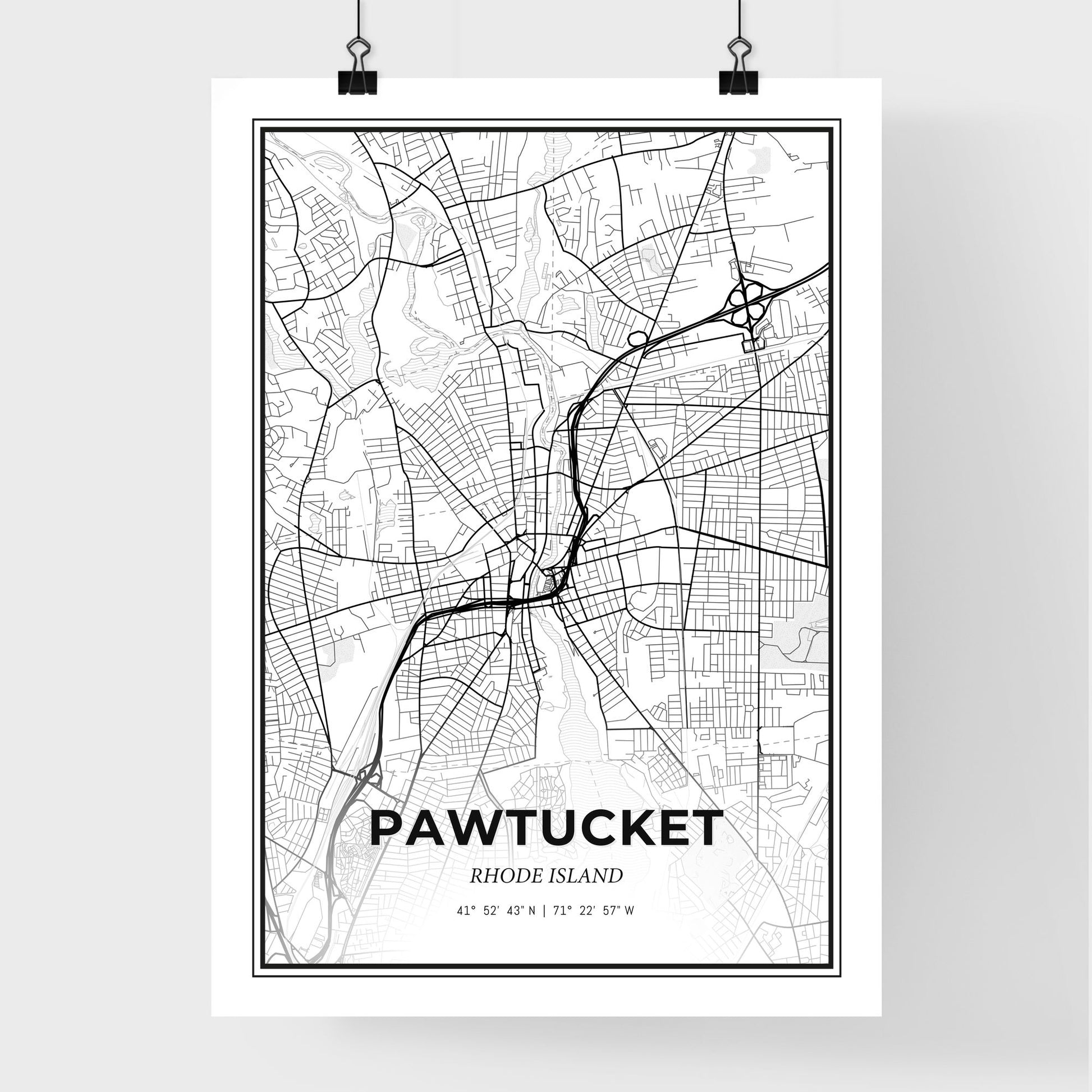 Pawtucket Rhode Island - Premium City Map Poster