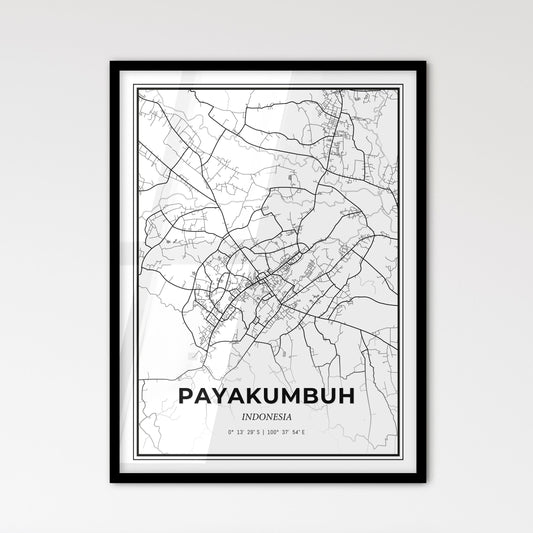 Payakumbuh Indonesia - Scandinavian Style City Map for Modern Home Decor