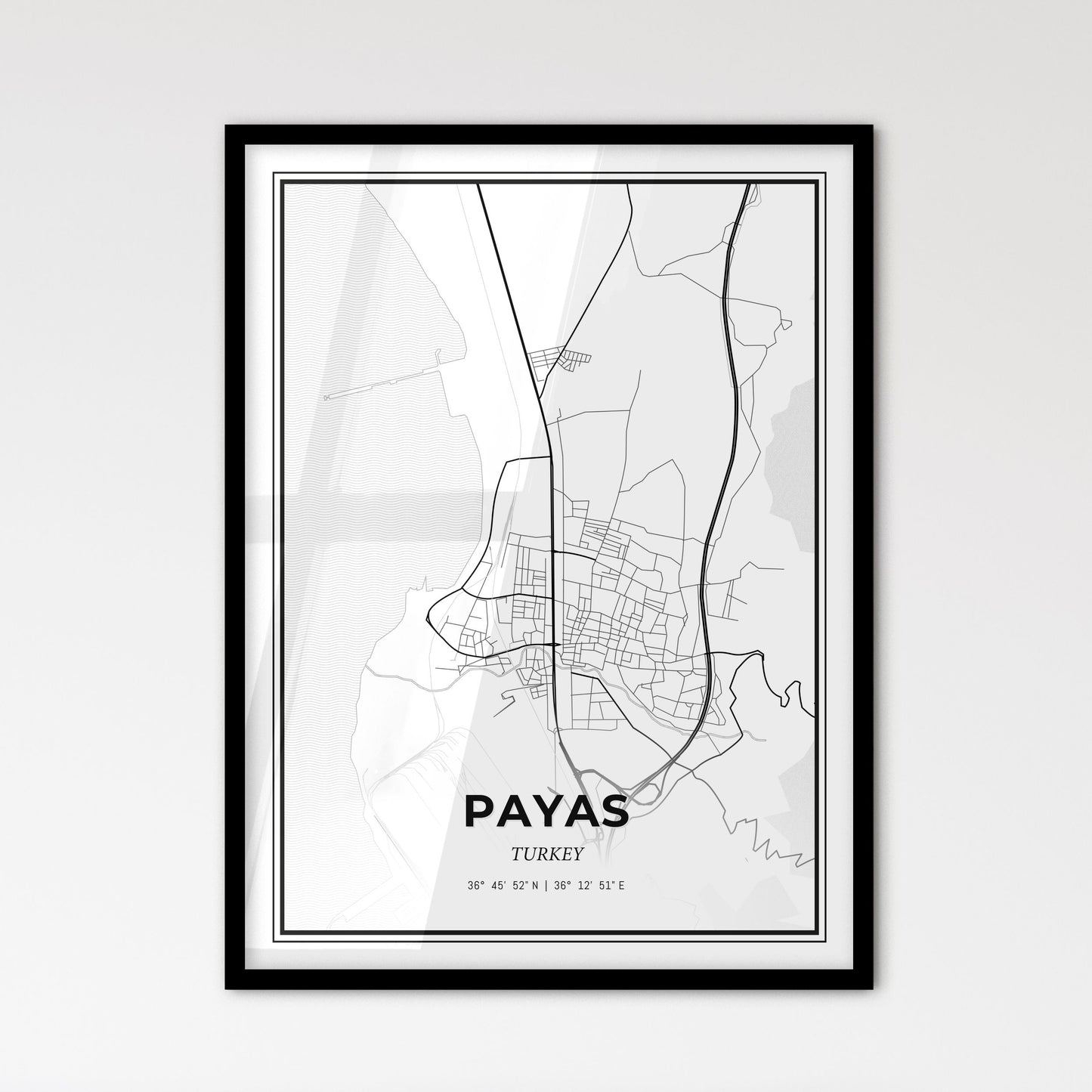 Payas Turkey - Scandinavian Style City Map for Modern Home Decor