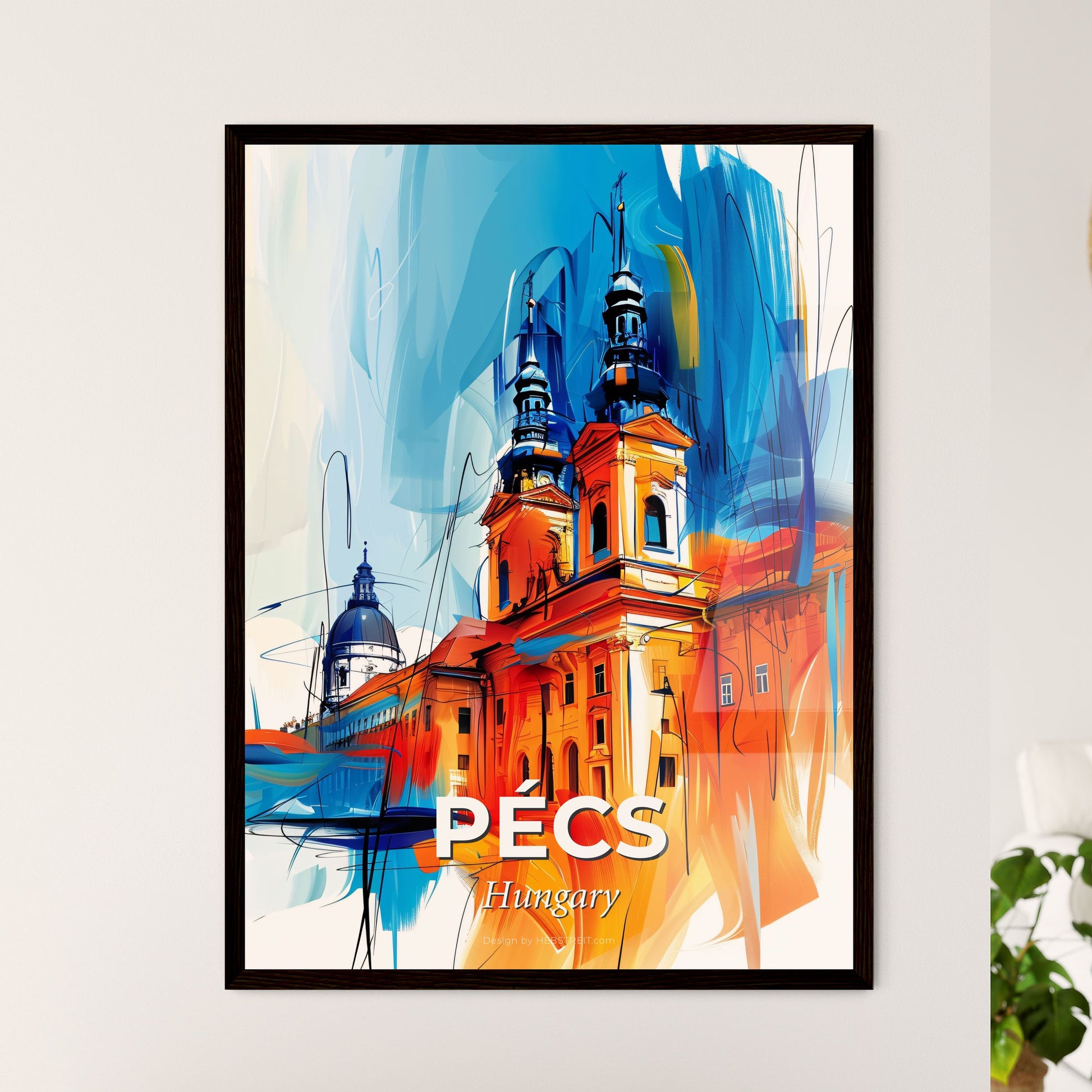 Vibrant Pécs, Hungary - A Painting Of A Building