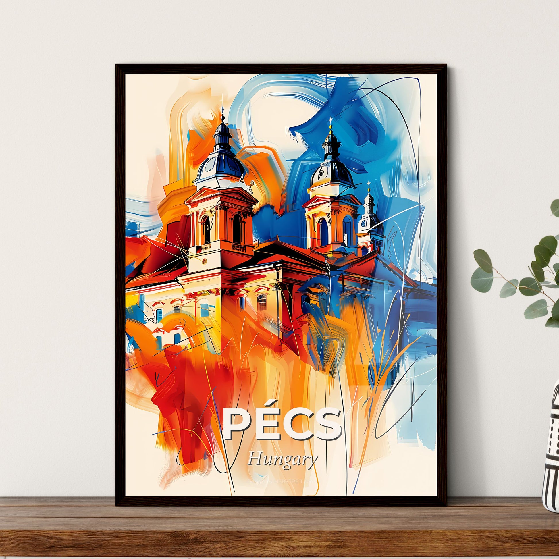 Vibrant Pécs, Hungary - A Painting Of A Building With Towers