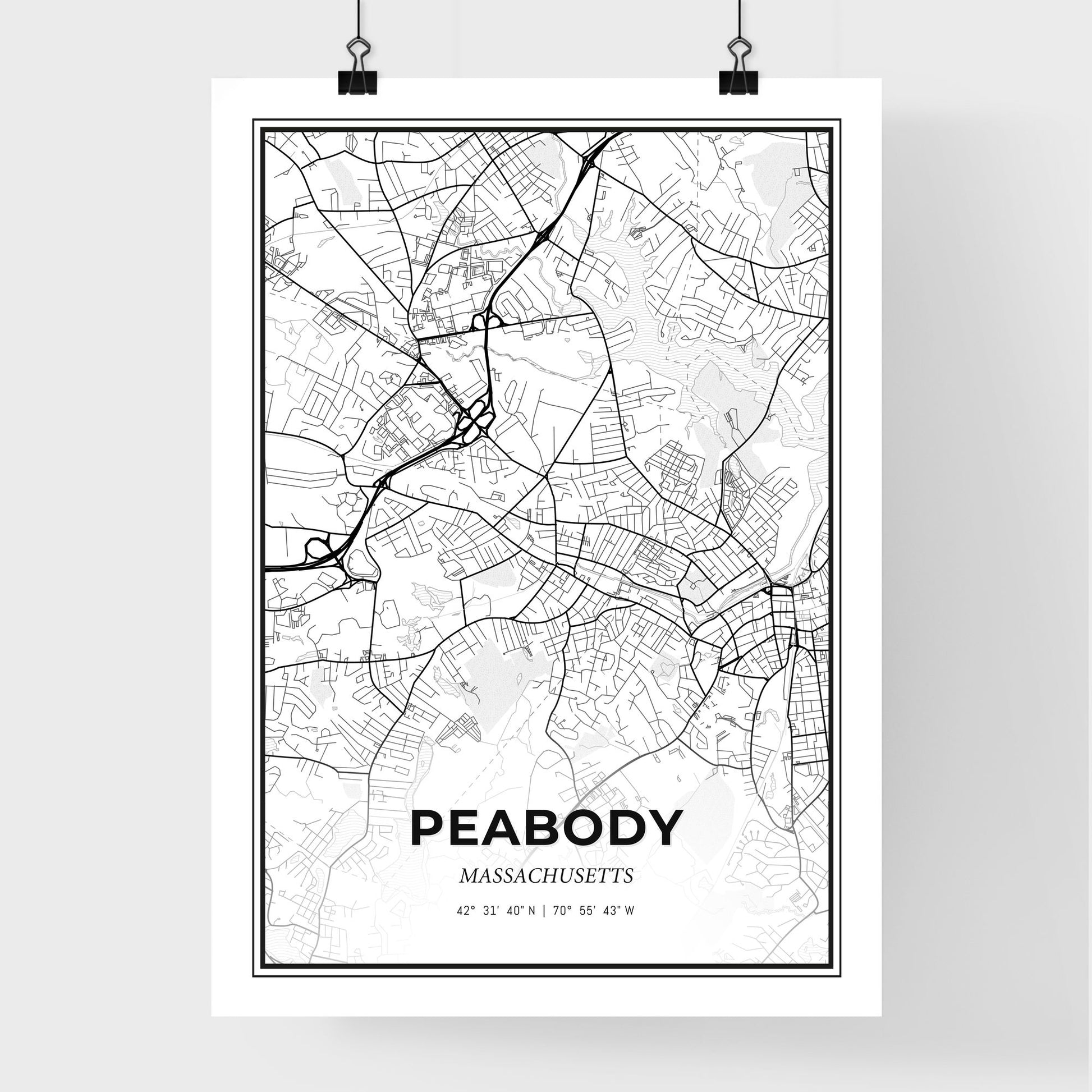 Peabody Massachusetts - Premium City Map Poster