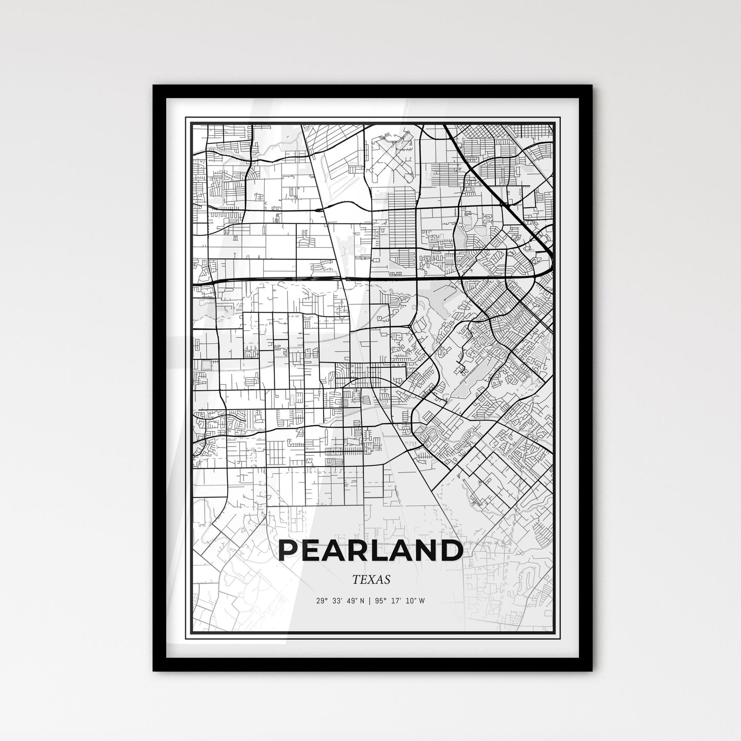 Pearland Texas - Scandinavian Style City Map for Modern Home Decor