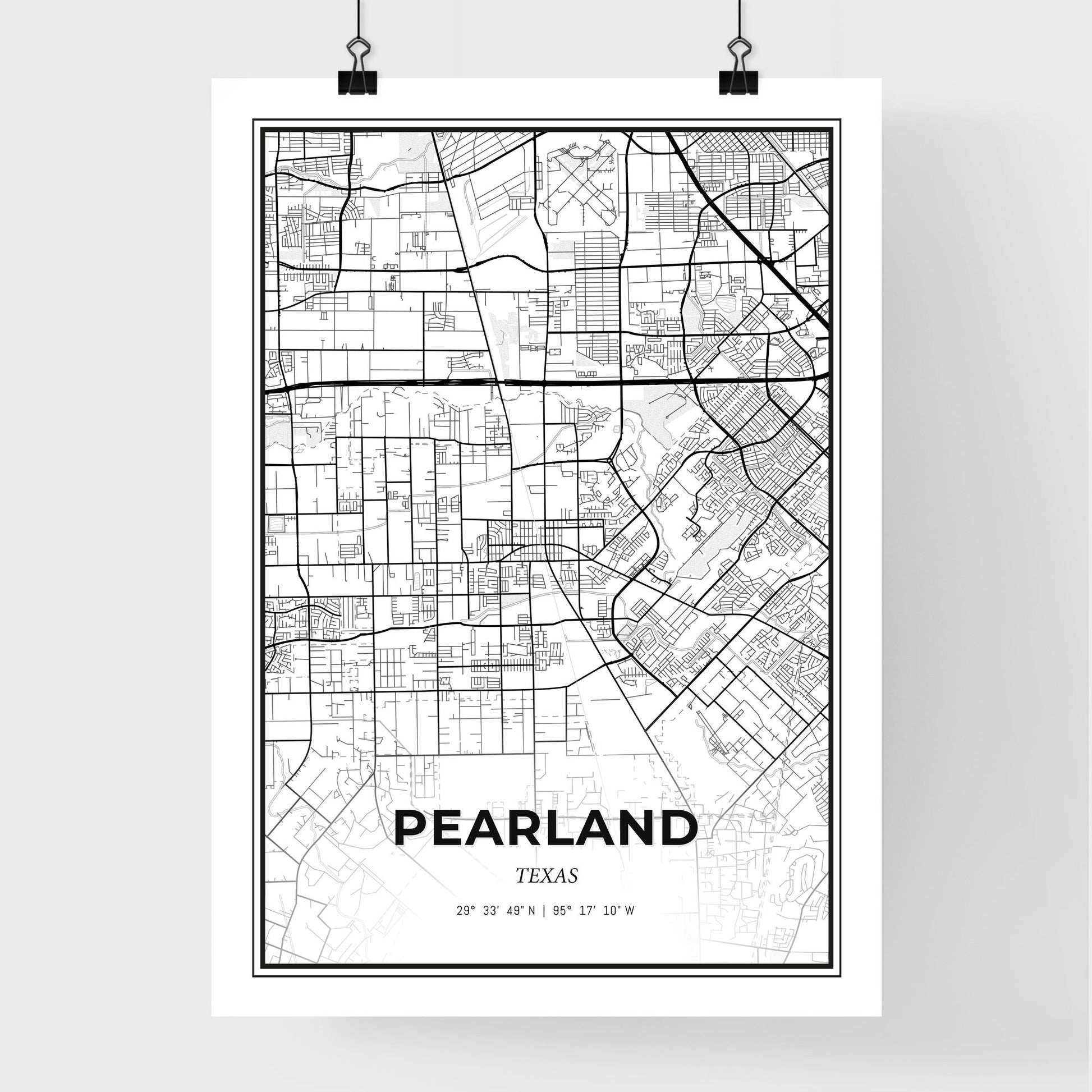 Pearland Texas - Premium City Map Poster