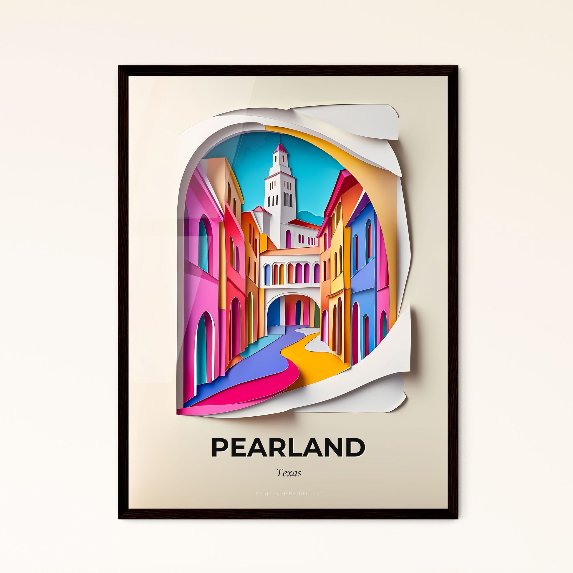 Vivid Pearland, Texas - a paper cut of a street with a clock tower