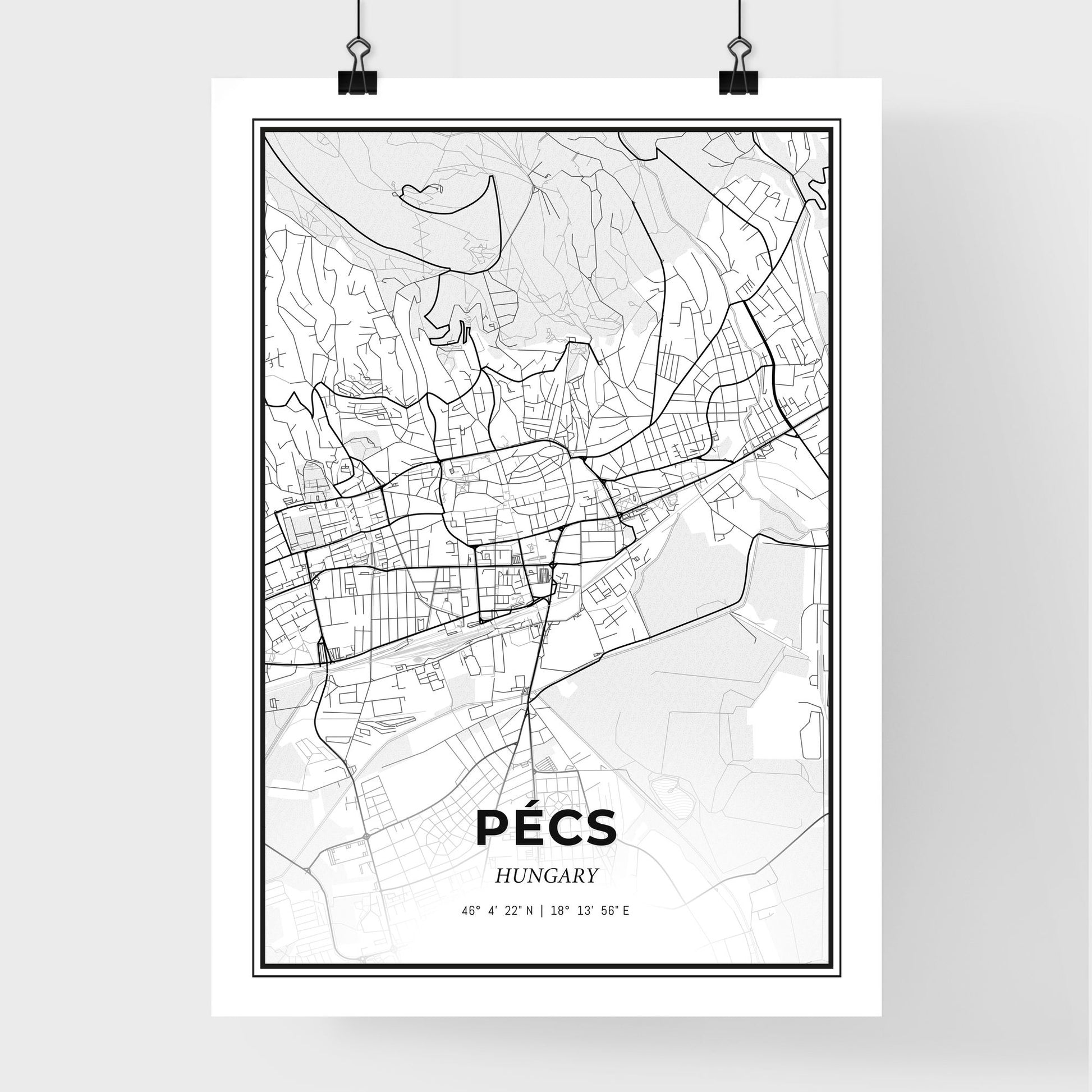 Pécs Hungary - Premium City Map Poster