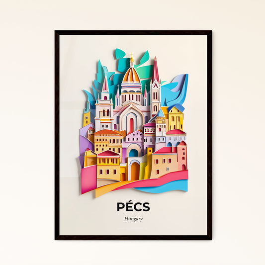 Vivid Pécs, Hungary - a paper cut of a city with a bird flying over it