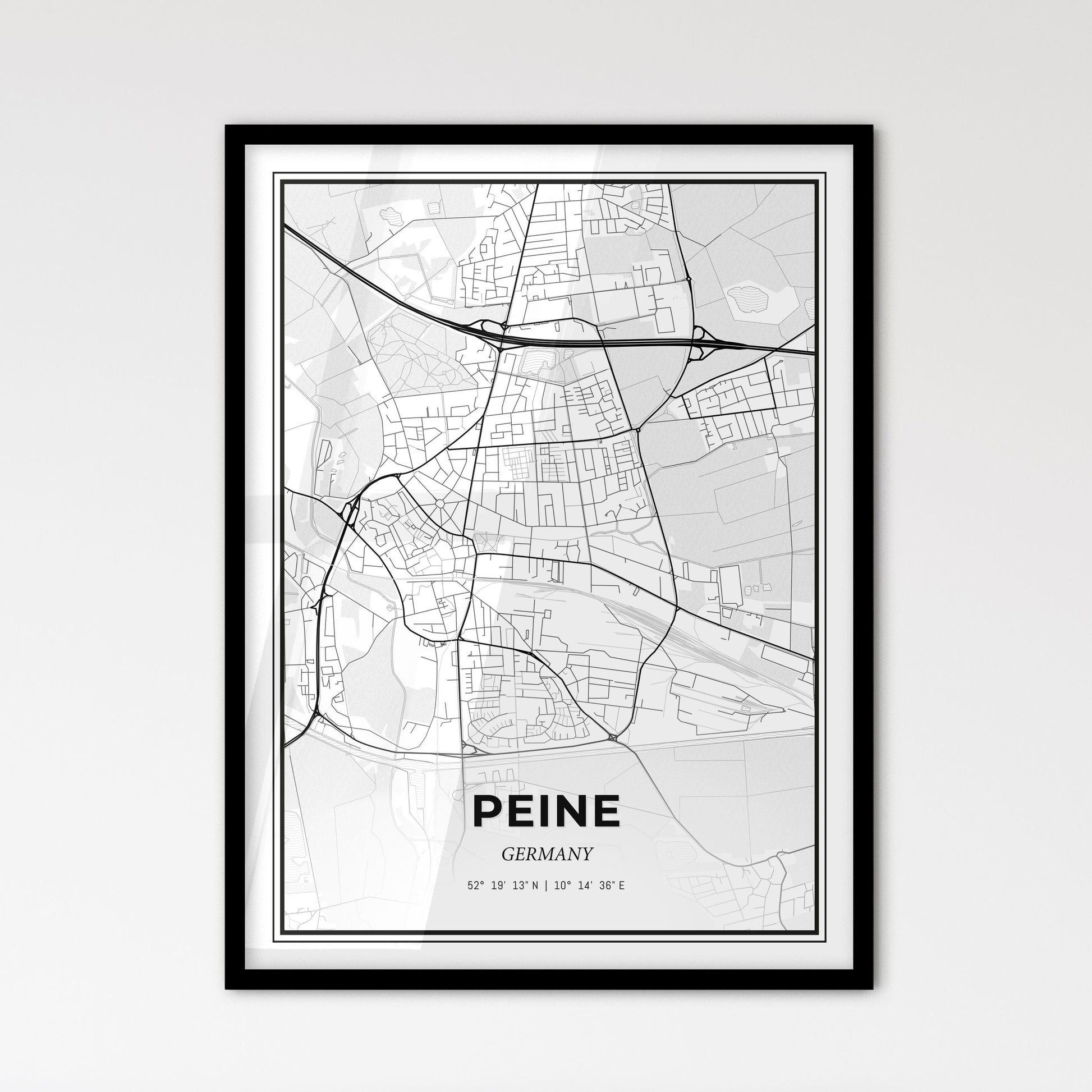 Peine Germany - Scandinavian Style City Map for Modern Home Decor