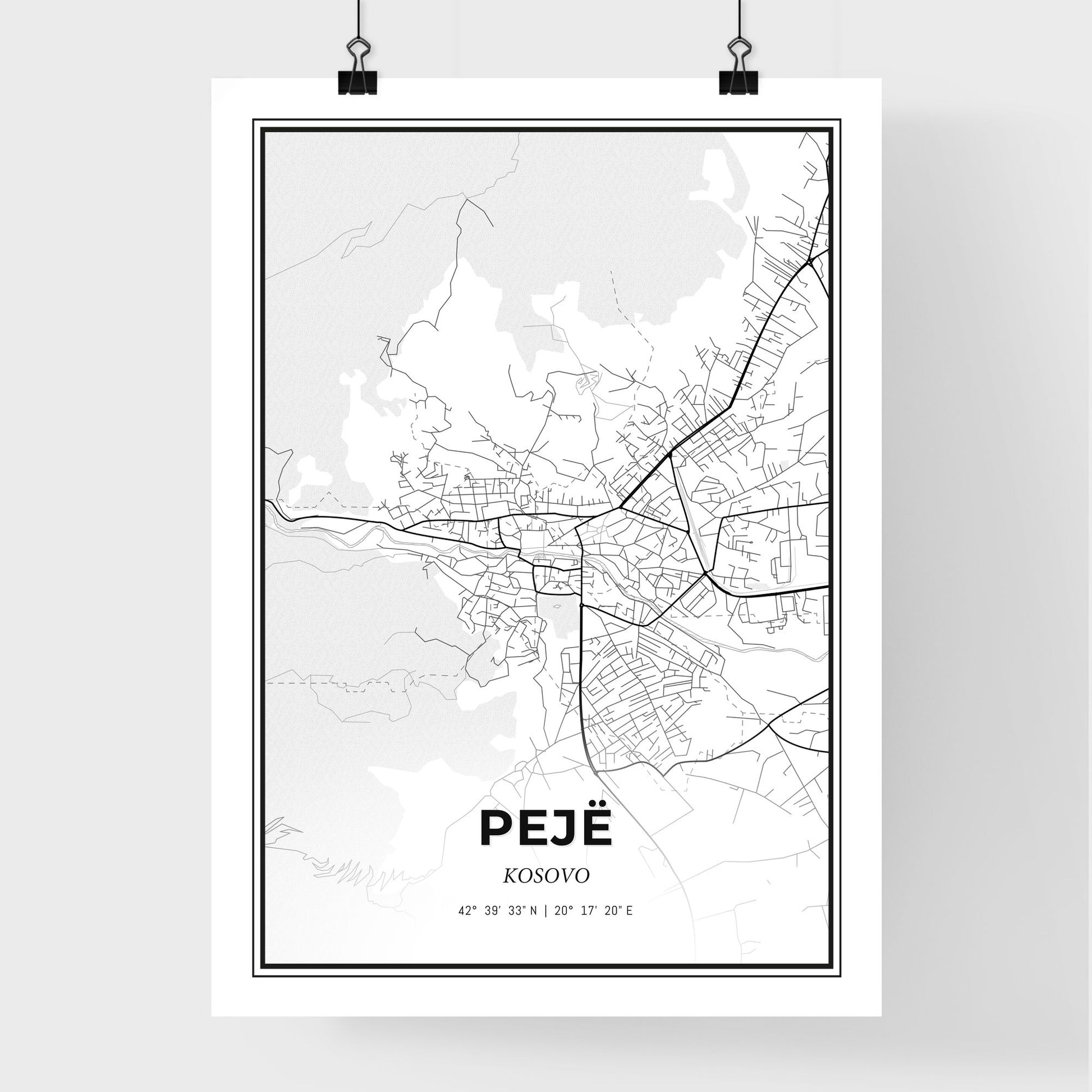 Pejë / Peć Kosovo - Premium City Map Poster