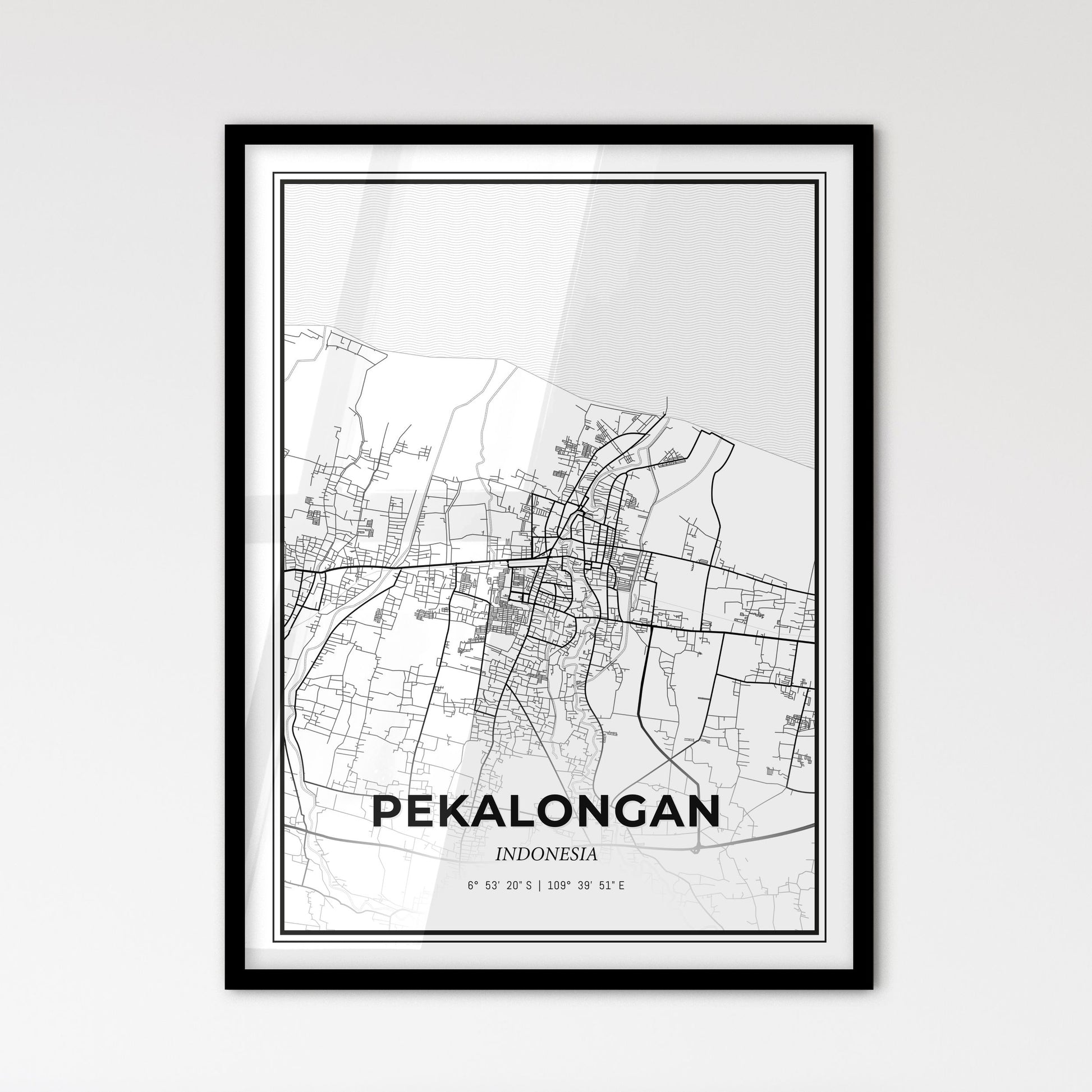 Pekalongan Indonesia - Scandinavian Style City Map for Modern Home Decor