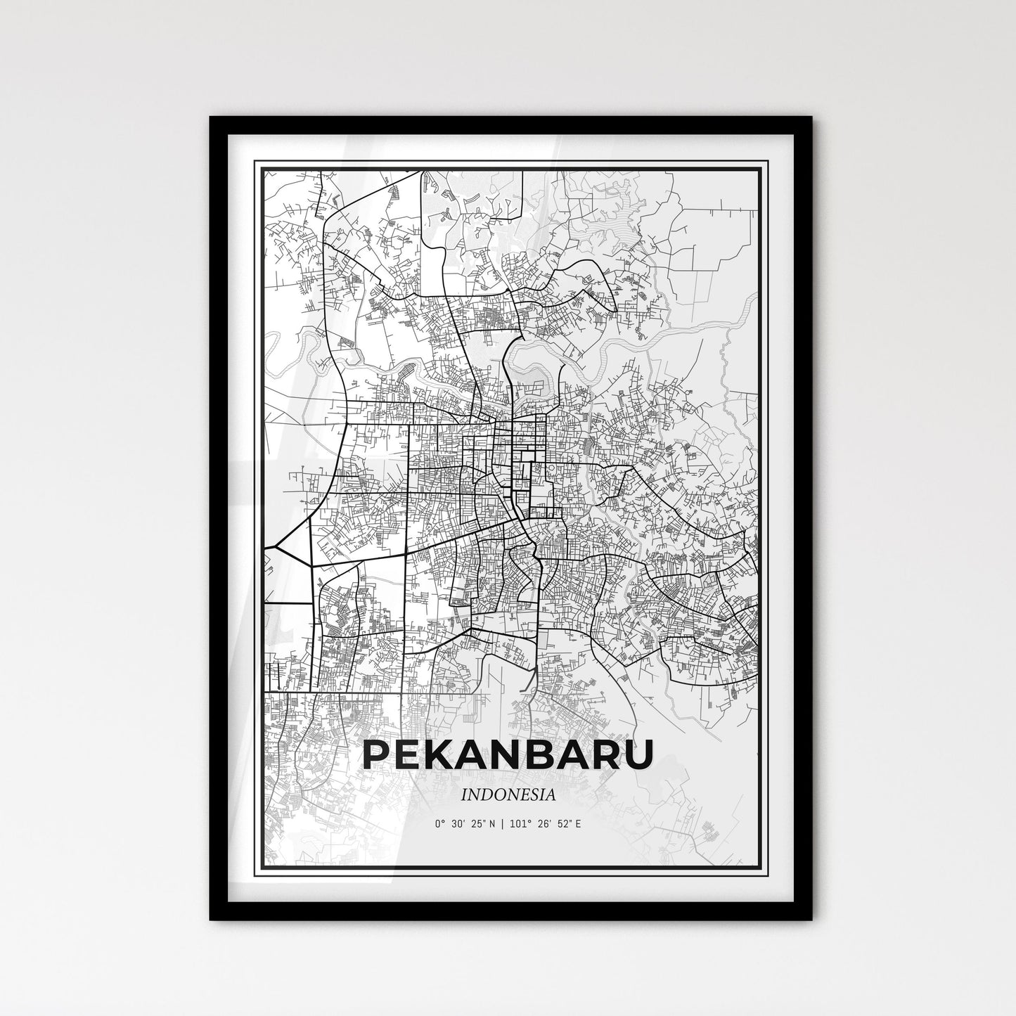 Pekanbaru Indonesia - Scandinavian Style City Map for Modern Home Decor