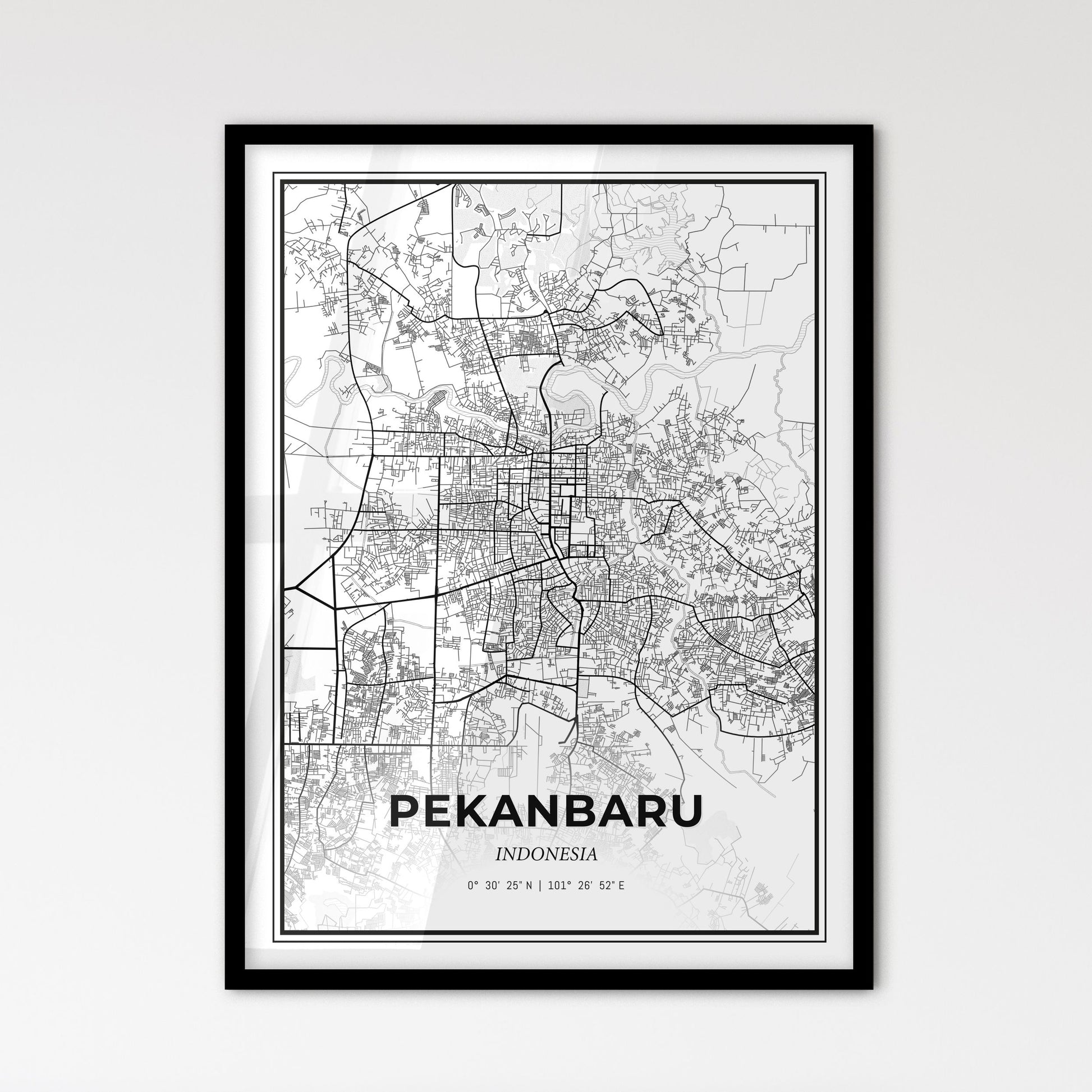 Pekanbaru Indonesia - Scandinavian Style City Map for Modern Home Decor