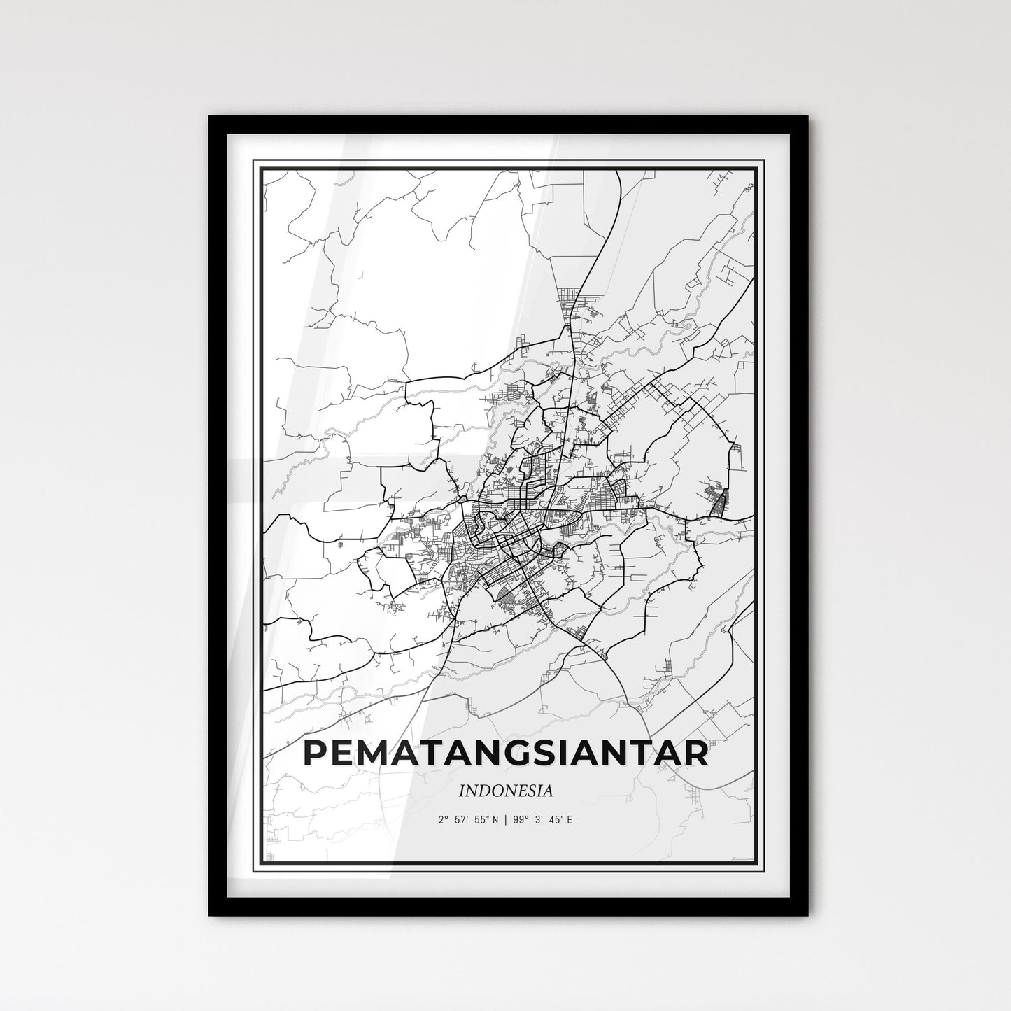 Pematangsiantar Indonesia - Scandinavian Style City Map for Modern Home Decor