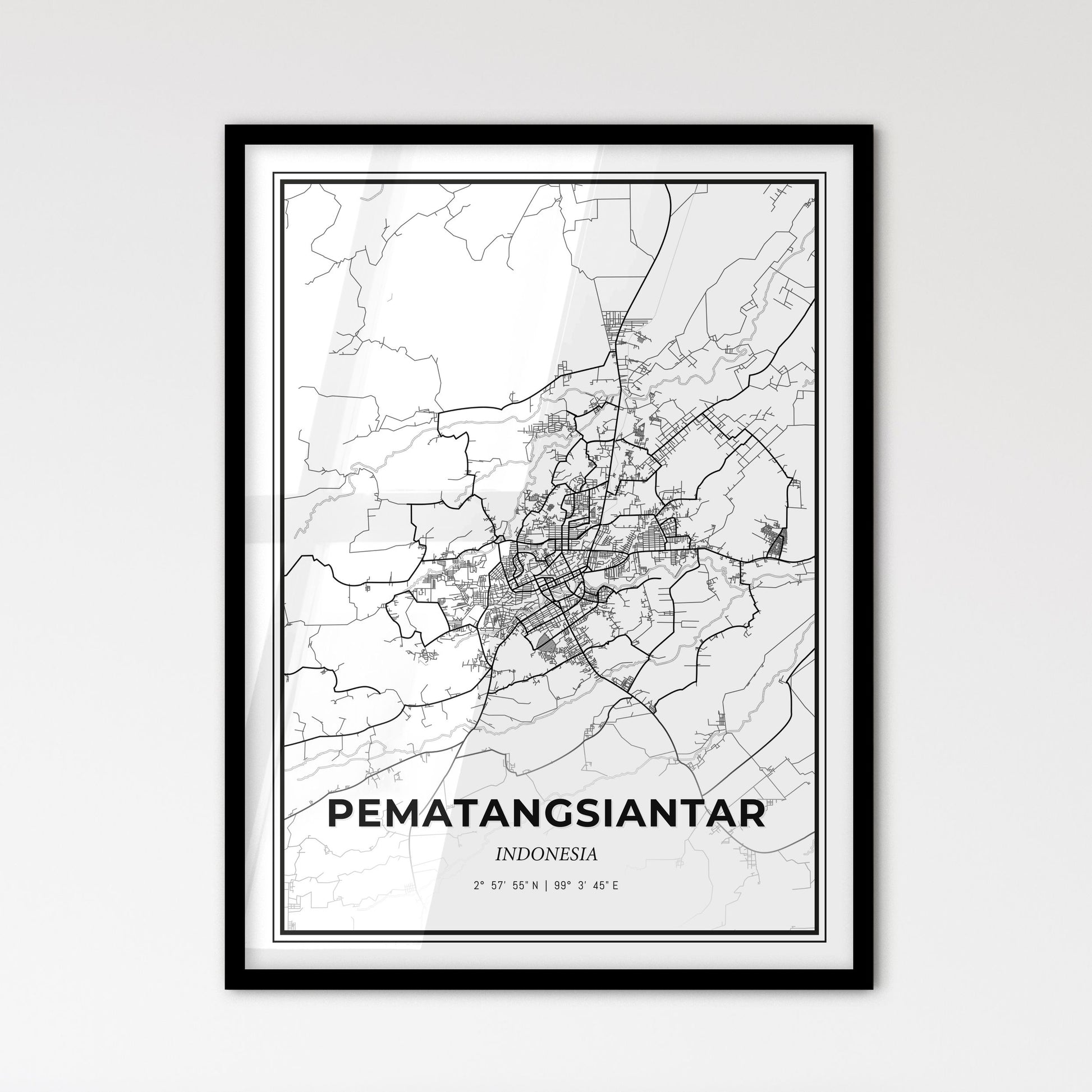 Pematangsiantar Indonesia - Scandinavian Style City Map for Modern Home Decor