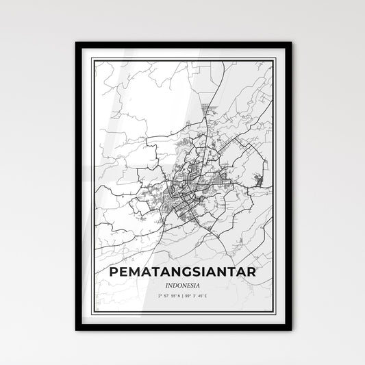 Pematangsiantar Indonesia - Scandinavian Style City Map for Modern Home Decor