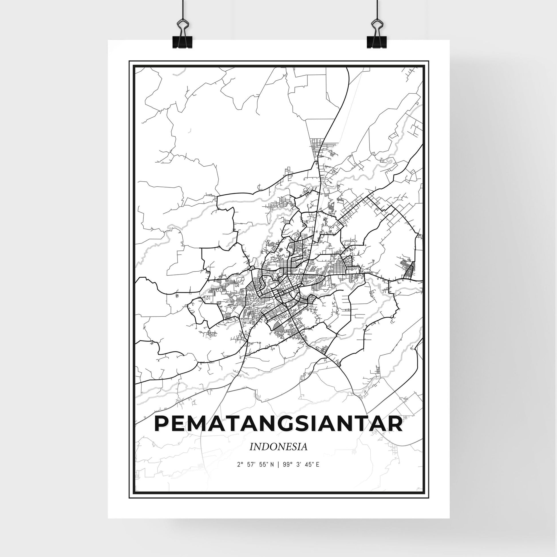 Pematangsiantar Indonesia - Premium City Map Poster