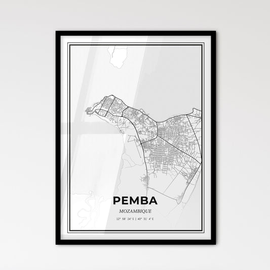 Pemba Mozambique - Scandinavian Style City Map for Modern Home Decor