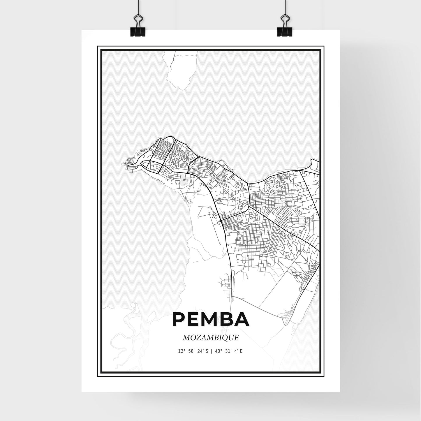 Pemba Mozambique - Premium City Map Poster