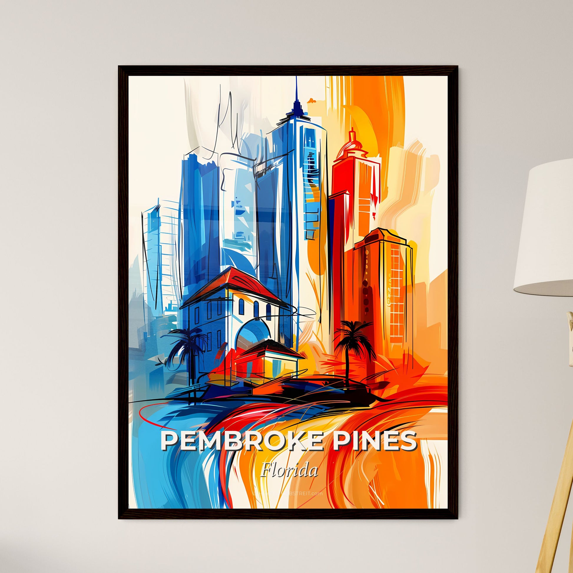 Vibrant Pembroke Pines, Florida - A Painting Of A City