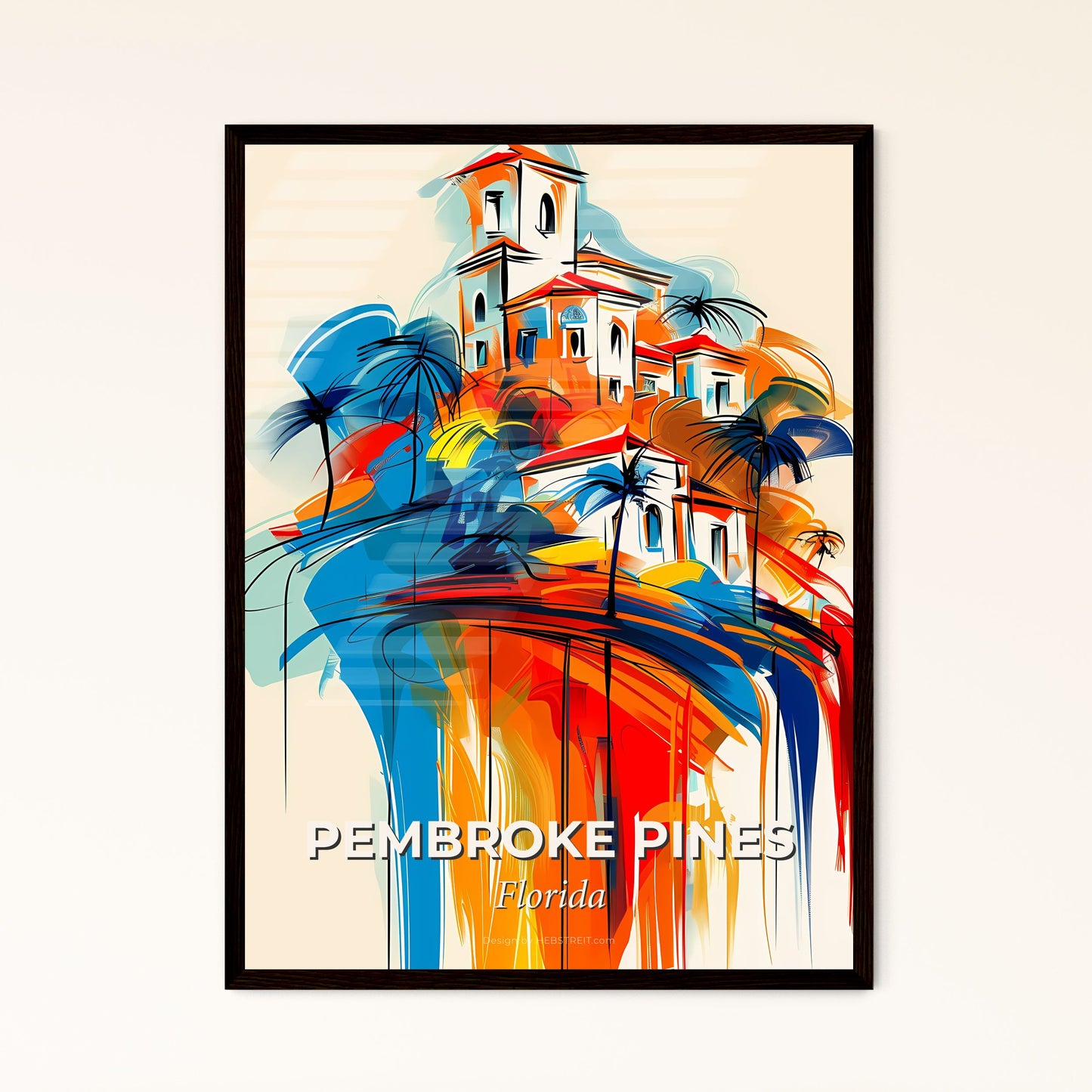 Vibrant Pembroke Pines, Florida - A Colorful Painting Of A Building