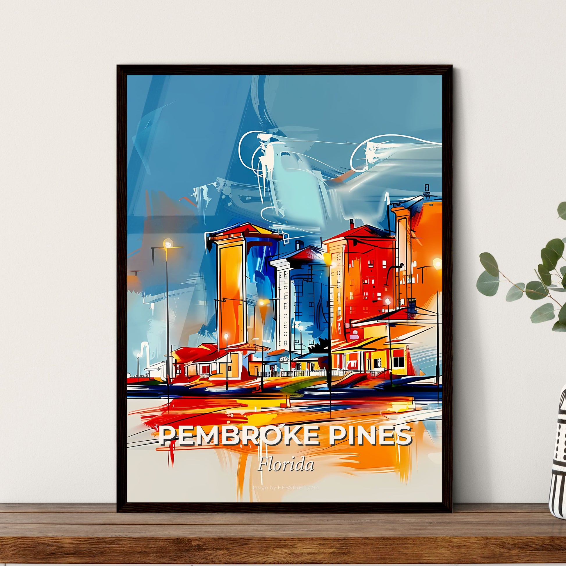 Vibrant Pembroke Pines, Florida - A Painting Of A City