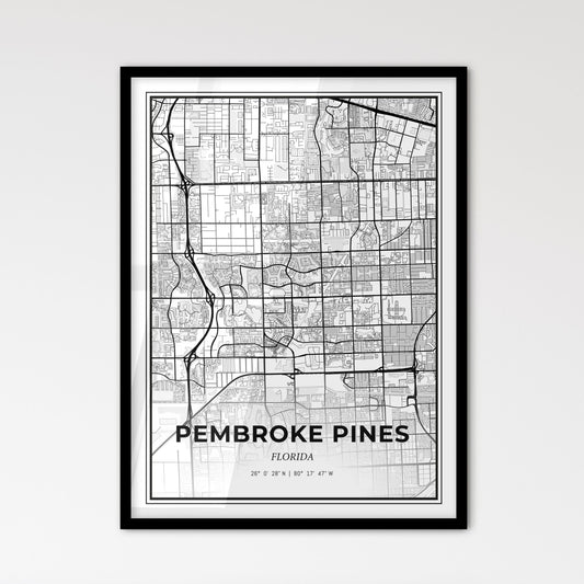 Pembroke Pines Florida - Scandinavian Style City Map for Modern Home Decor