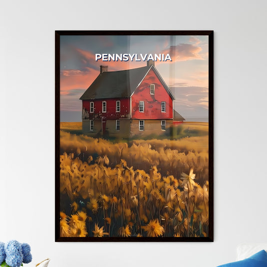 Vibrant Wheatfield Painting: House amidst Golden Fields, Pennsylvania, USA