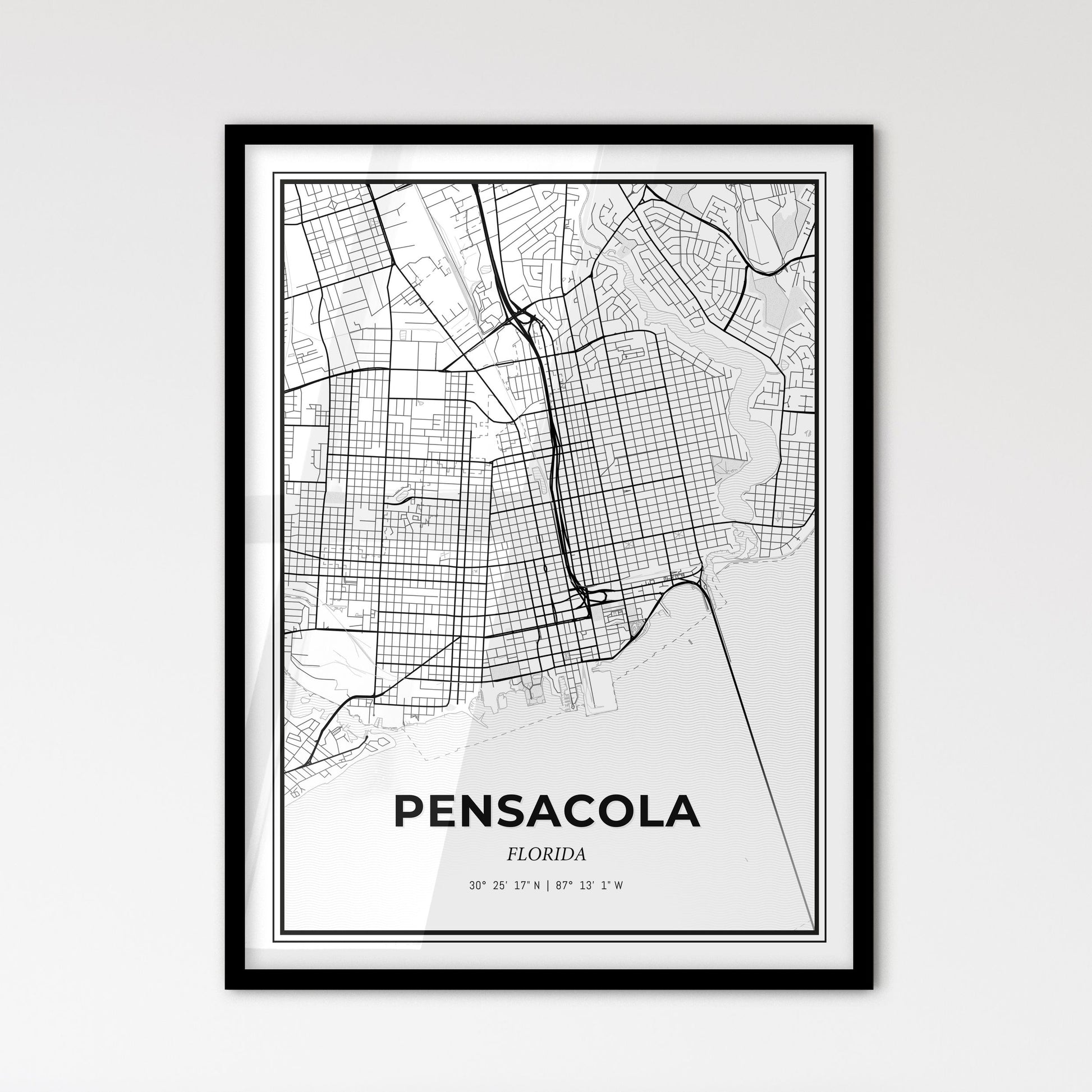 Pensacola Florida - Scandinavian Style City Map for Modern Home Decor