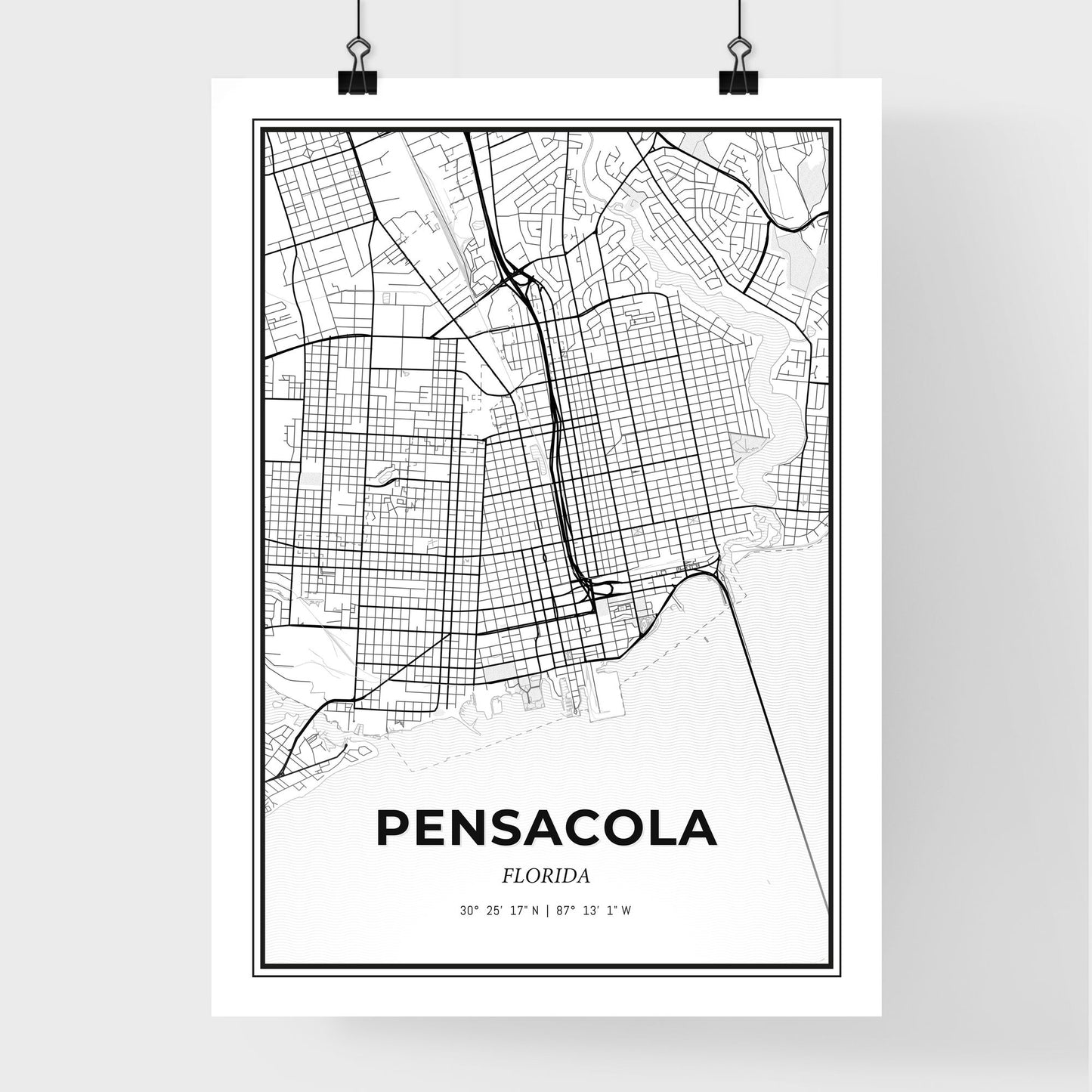 Pensacola Florida - Premium City Map Poster