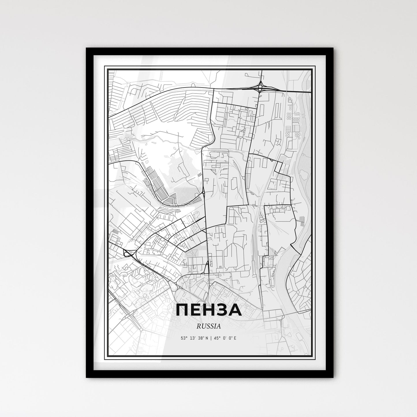 Penza Russia - Scandinavian Style City Map for Modern Home Decor