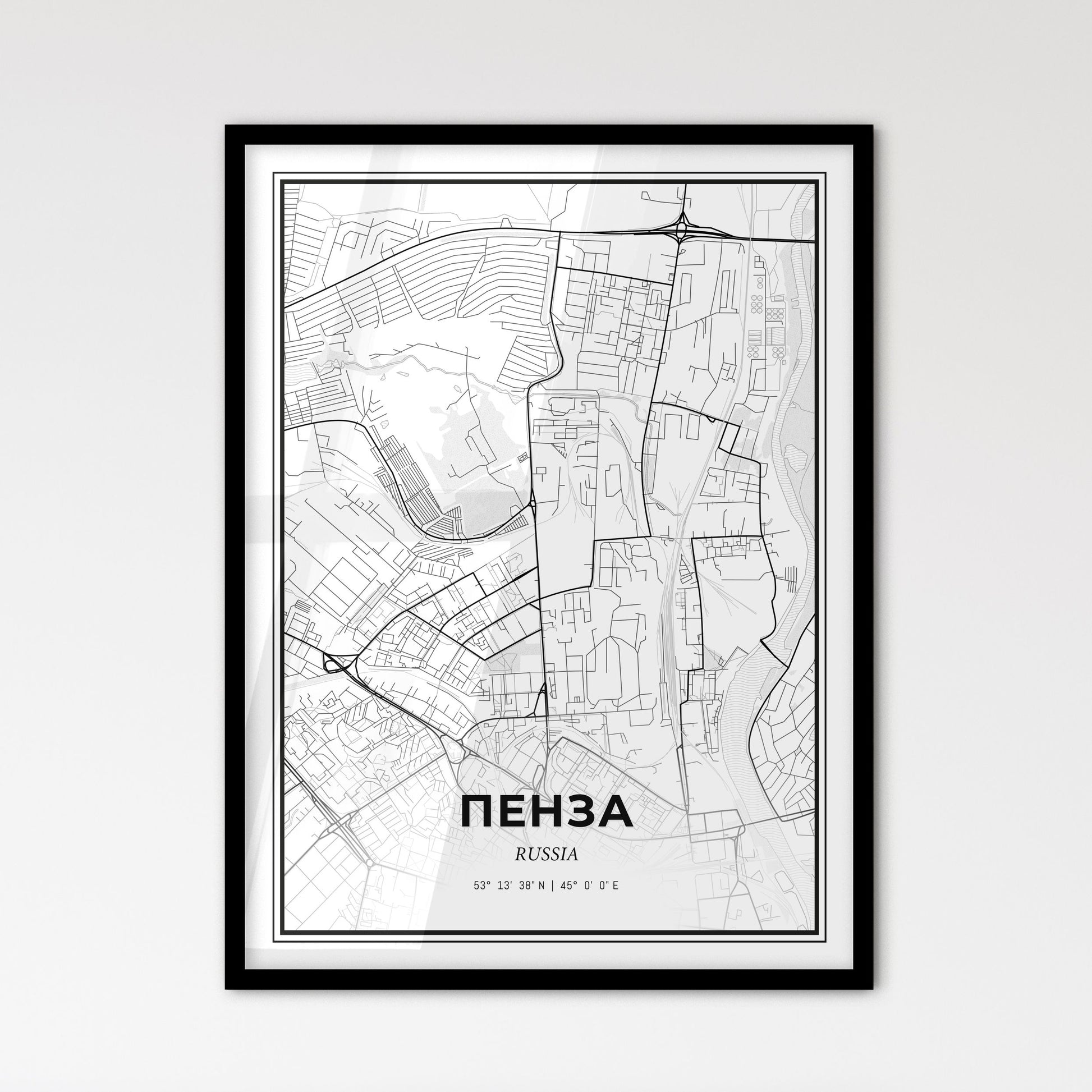 Penza Russia - Scandinavian Style City Map for Modern Home Decor