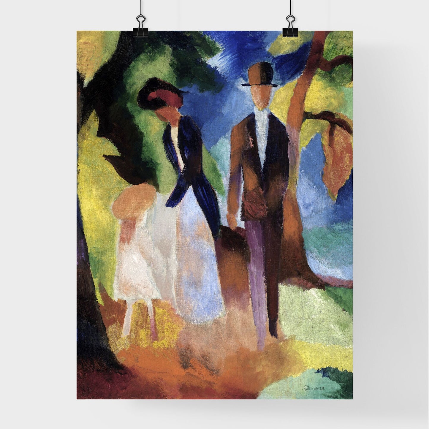 People by a Blue Lake by August Macke Poster