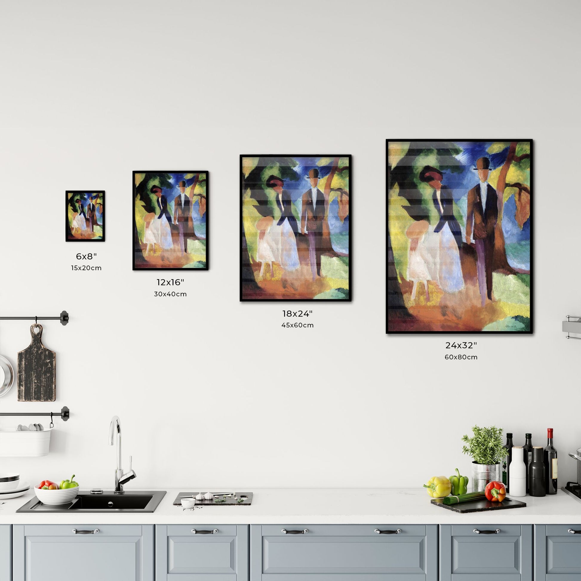 People by a Blue Lake by August Macke Size Chart