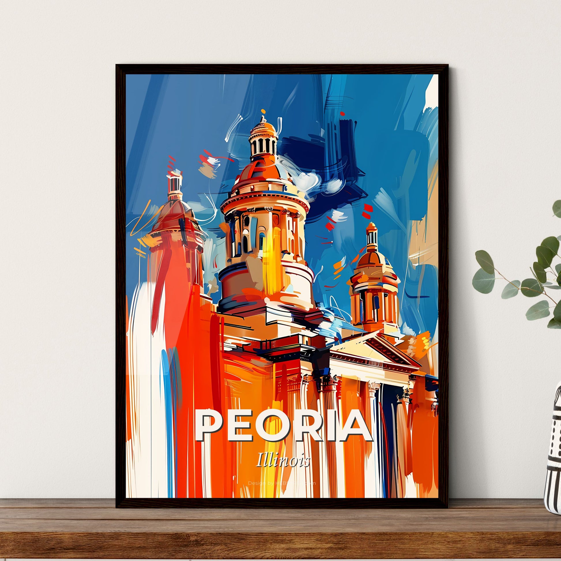 Vibrant Peoria, Illinois - A Painting Of A Building